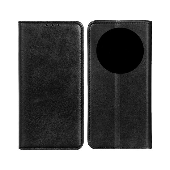 Capa Flip de Couro com Bolso Interno para Oppo Reno12 F Preto